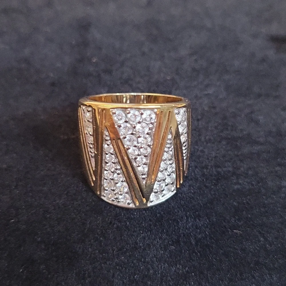 Beautiful Vermeil CZ 10k Gold Over Sterling Silver Cocktail Ring
